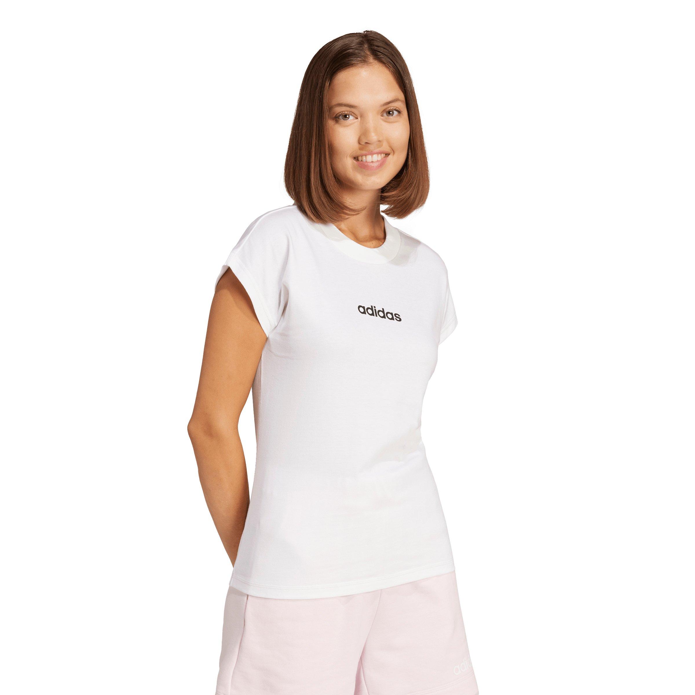 adidas Women's Essentials Linear Cotton T-Shirt - White - WHITE
